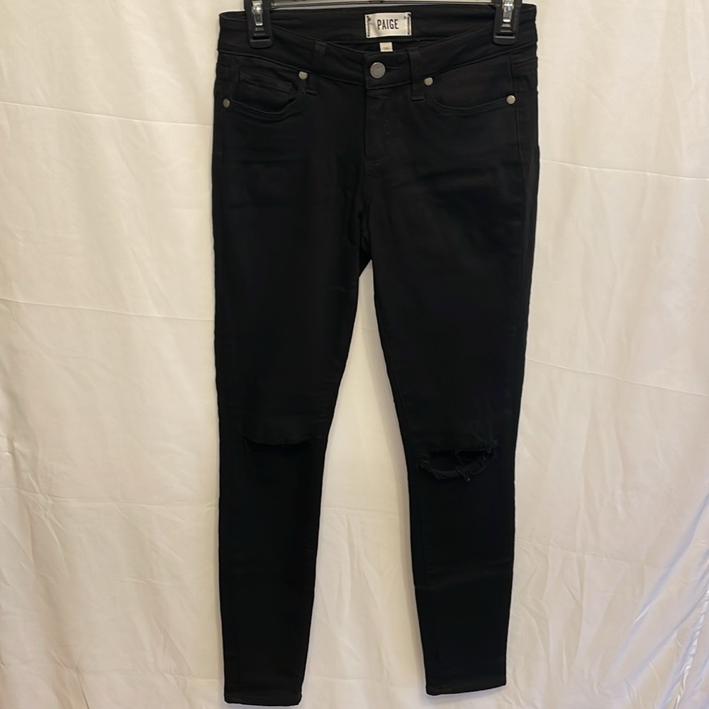 Paige Verdugo Ultra Skinny Black Distressed Jeans women's size 26 emo‎ pop punk